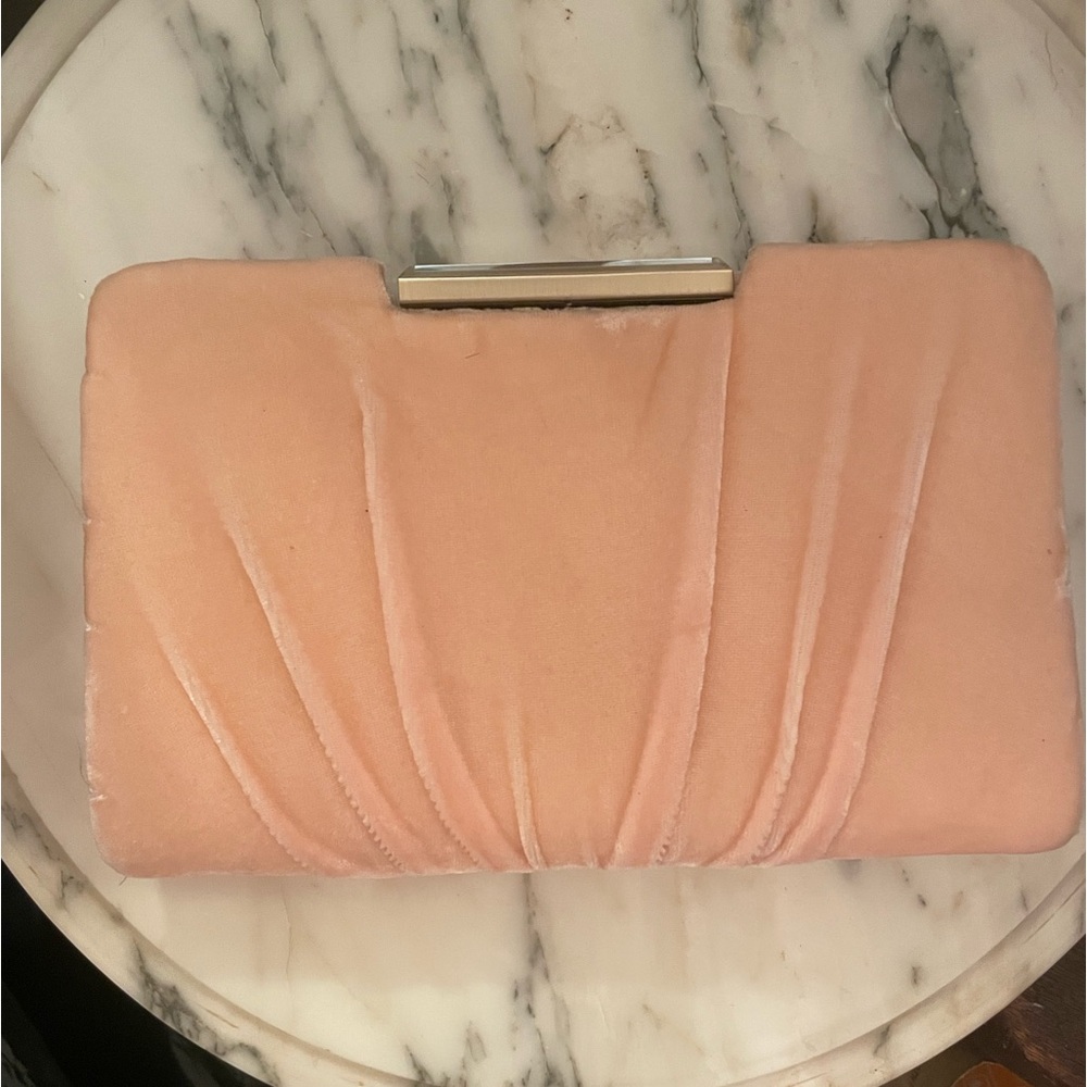Pink velvet clutch